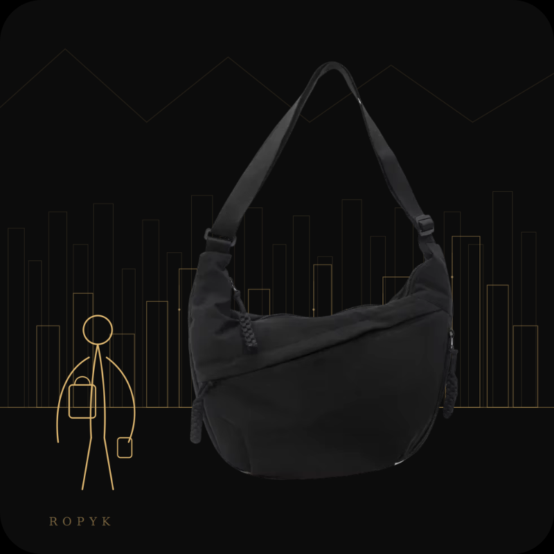 Ropyk - Sac Bandoulière – Besace –  en Tissu Souple, Style Décontracté.