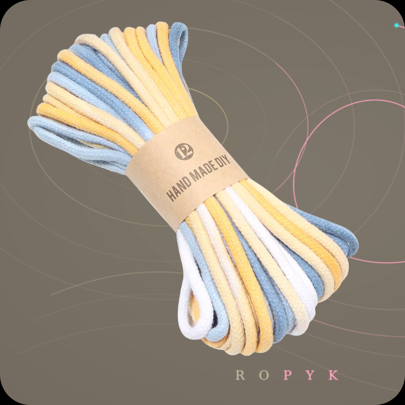 Ropyk-Corde en coton dégradé de 4mm, fil tressé artisanal de 10 yards (environ 9 mètres), idéale pour la fabrication de sacs, porte-clés, accessoires DIY et bracelets.