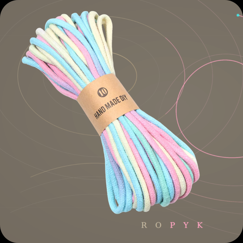 Ropyk-Corde en coton dégradé de 4mm, fil tressé artisanal de 10 yards (environ 9 mètres), idéale pour la fabrication de sacs, porte-clés, accessoires DIY et bracelets.