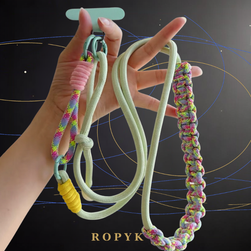 Ropyk - Lanyard Tressé Multicolore pour Téléphone – Bandoulière Réglable, Anti-Chute
