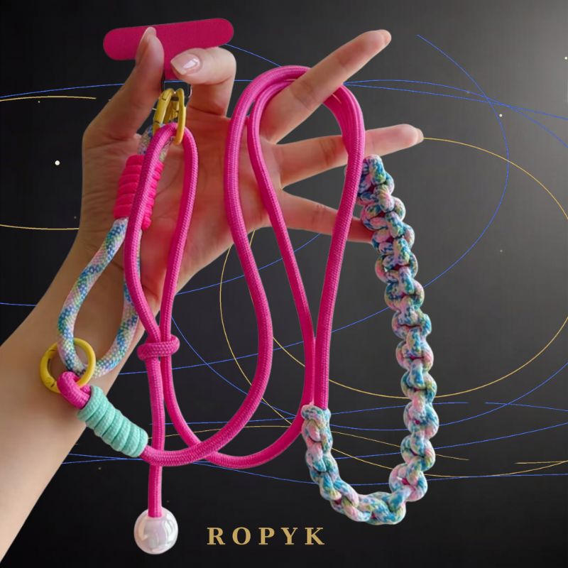 Ropyk - Lanyard Tressé Multicolore pour Téléphone – Bandoulière Réglable, Anti-Chute