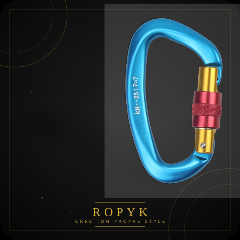 Ropyk - Mousqueton Déco Sac Aluminium D-Ring 100mm