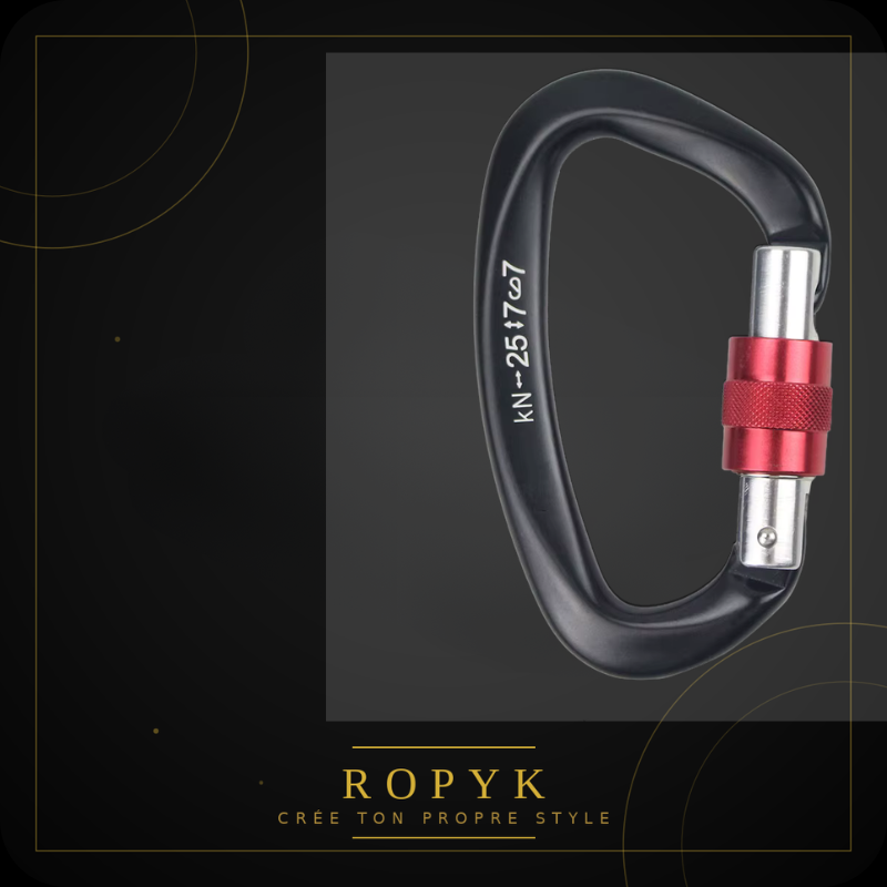 Ropyk - Mousqueton Déco Sac Aluminium D-Ring 100mm