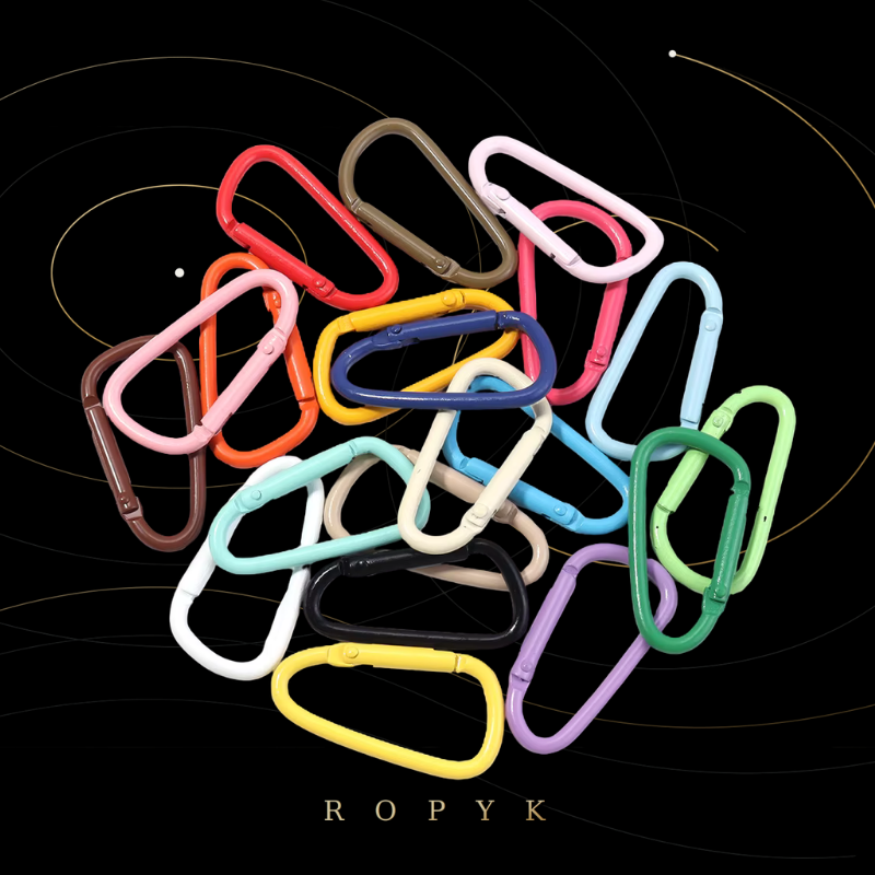Ropyk - Lot de 10 Mousquetons Déco Alliage – Multicolores, Forme D, Clip Porte-clés & Sa