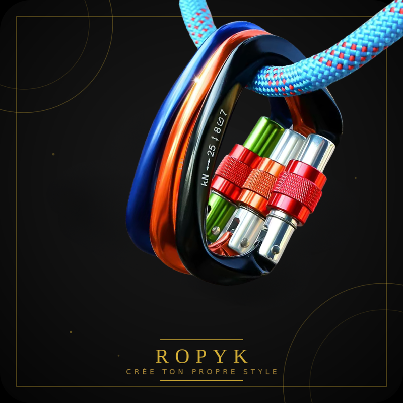 Ropyk - Mousqueton Déco Sac Aluminium D-Ring 100mm
