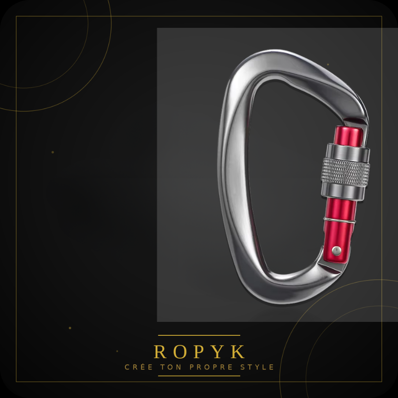 Ropyk - Mousqueton Déco Sac Aluminium D-Ring 100mm