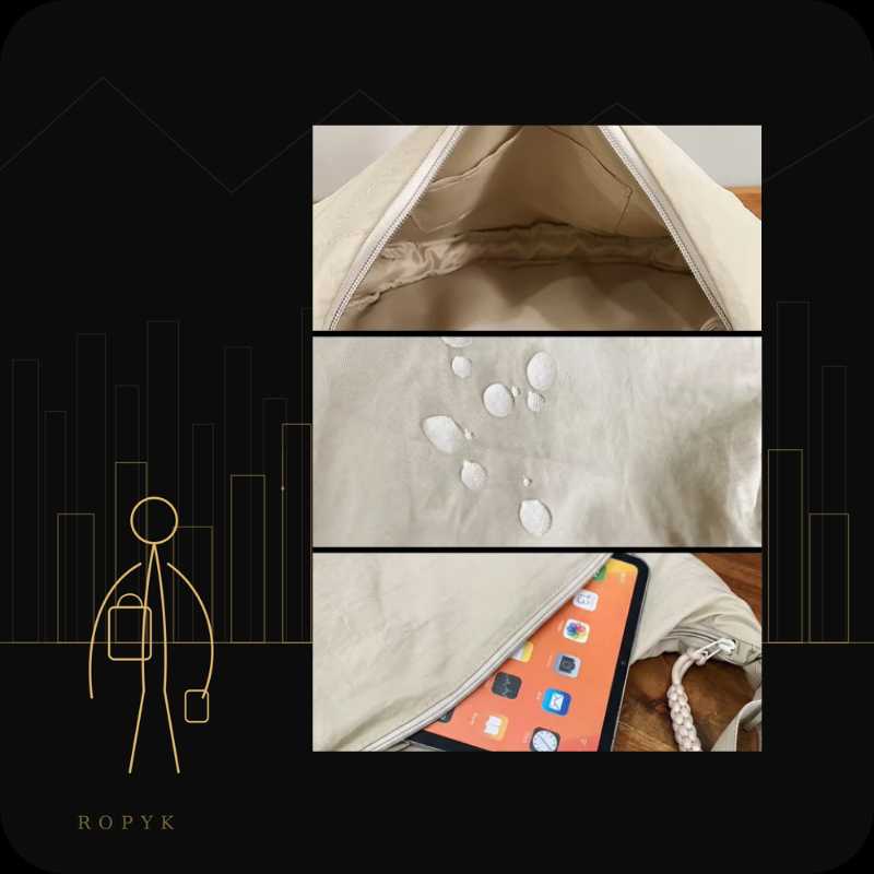 Ropyk - Sac Bandoulière – Besace –  en Tissu Souple, Style Décontracté.