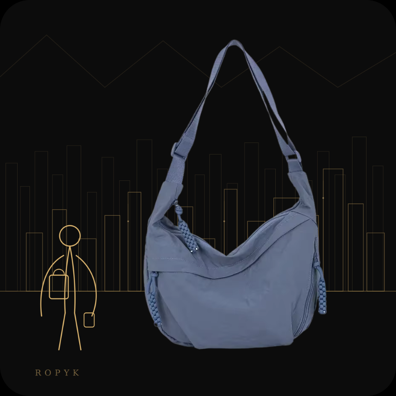 Ropyk - Sac Bandoulière – Besace –  en Tissu Souple, Style Décontracté.